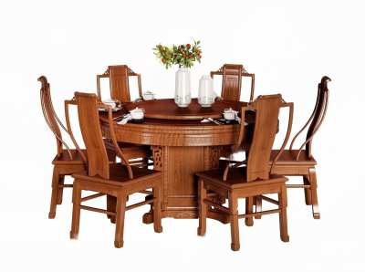 中式餐桌椅组合3D模型下载